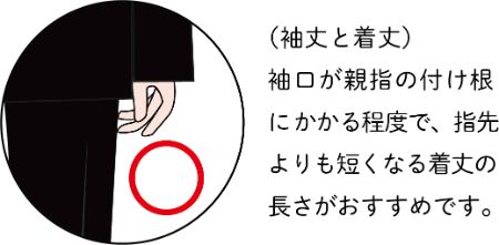 着丈の裾と指先のイメージ写真〇